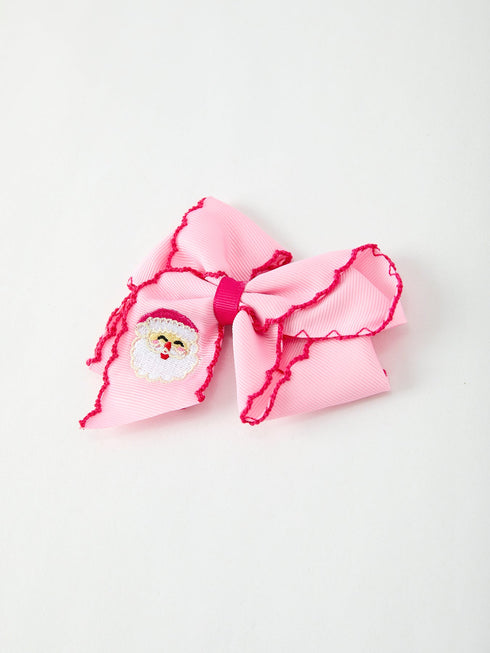 christmas-santa-claus-pink-bow-4-1-inch-hairpin-Sophia's Style--3